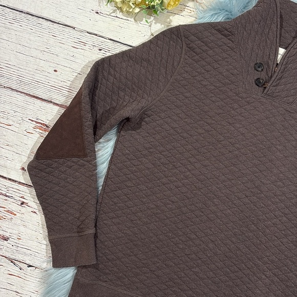 Billy Reid Men's Diamond Quilted Shawl Pullover with Suede Elbow Patches - Picture 8 of 9